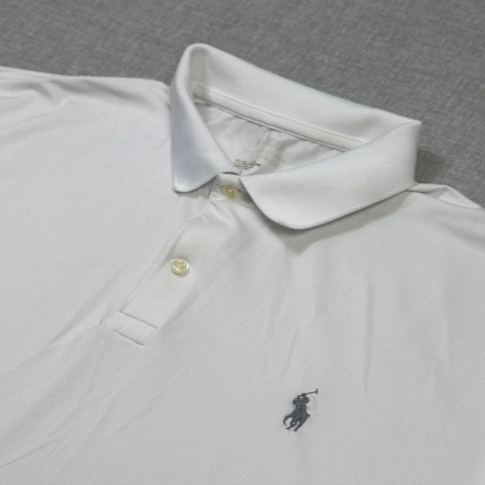 Polo Ralph Lauren Performance Golf Polo Shirt Mens Large White Polyester Spandex